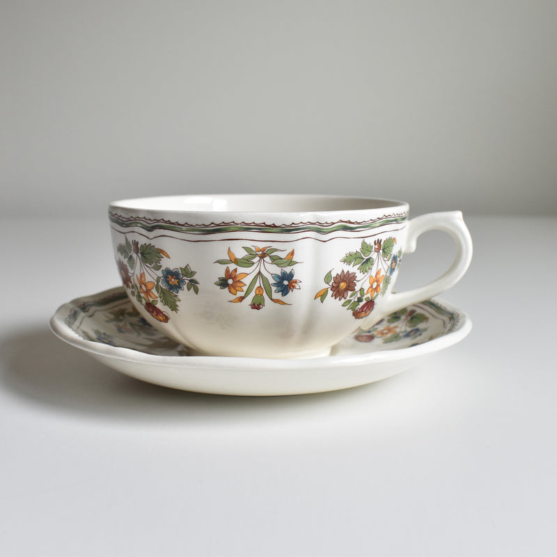 Vintage Chocolate Cup & Saucer, Gien, Moustier Olerys A