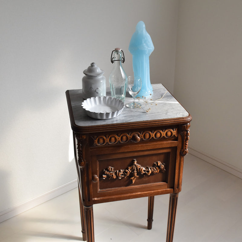 ヴィンテージ　ナイトテーブル マーブルトップ