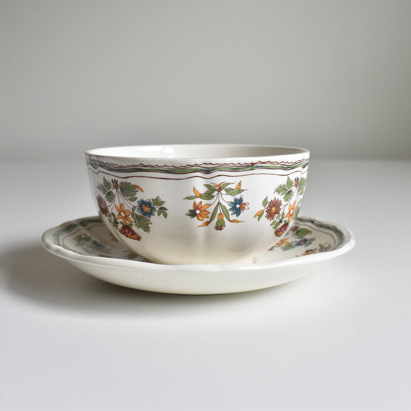 Vintage Chocolate Cup & Saucer, Gien, Moustier Olerys A