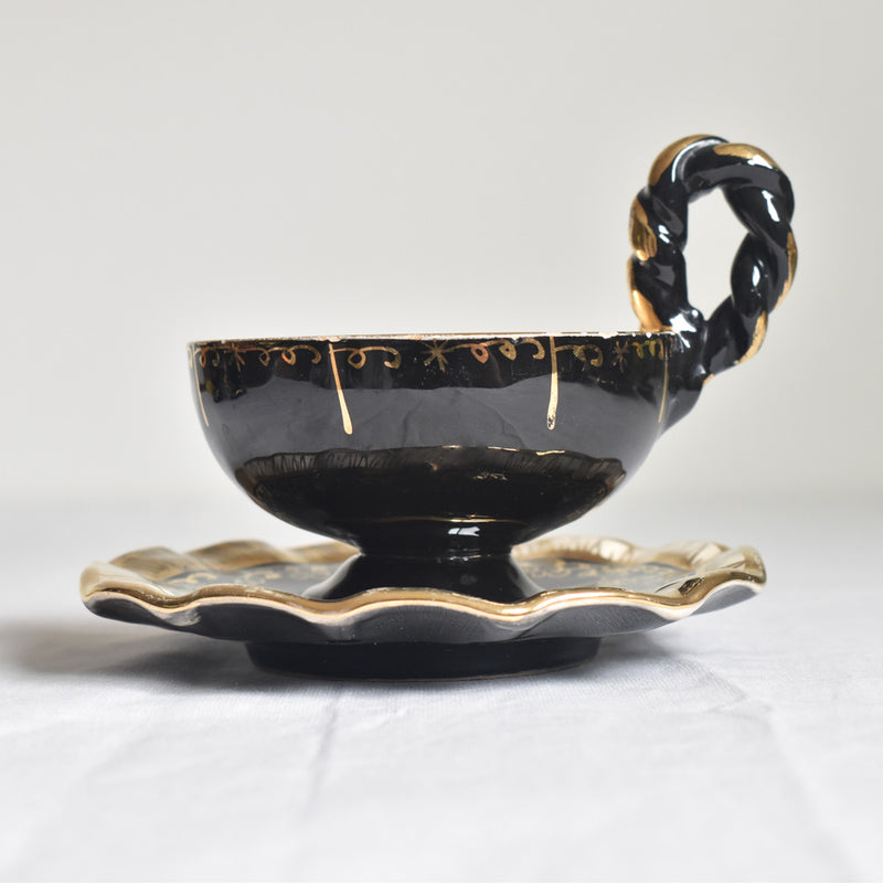 ア.ドラサンヴァル A.Dressinval コーヒーカップ＆ソーサー ブラック D