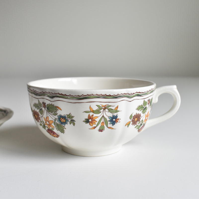 Vintage Chocolate Cup & Saucer, Gien, Moustier Olerys A