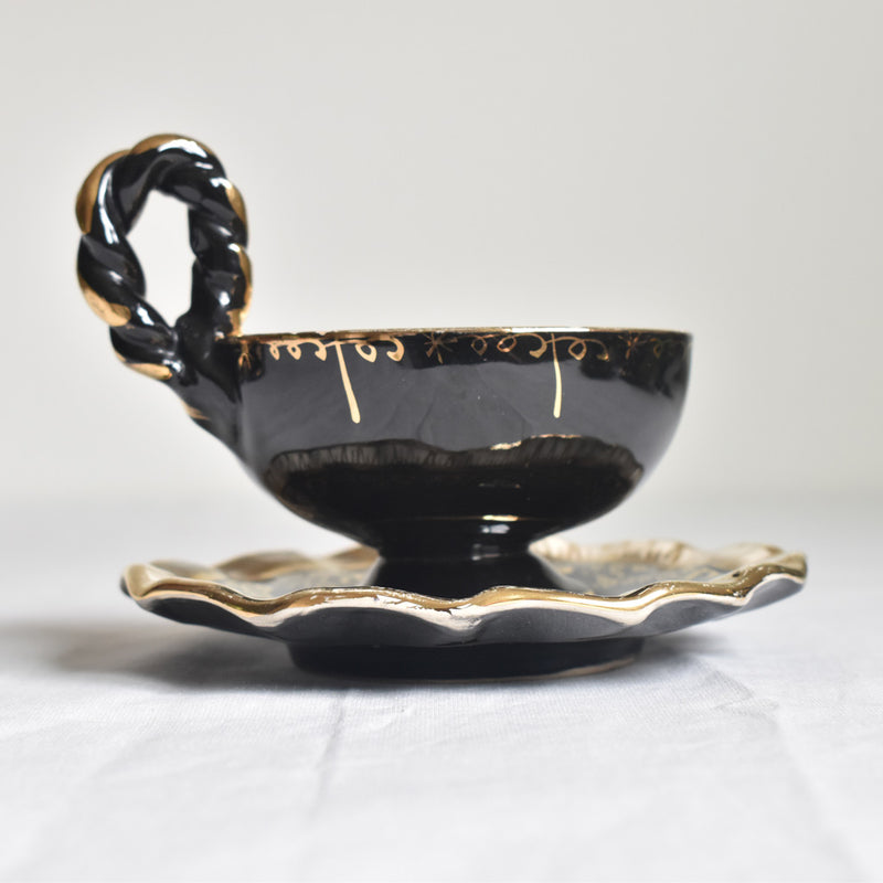 ア.ドラサンヴァル A.Dressinval コーヒーカップ＆ソーサー ブラック D