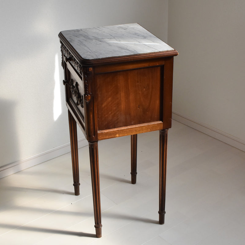 ヴィンテージ　ナイトテーブル マーブルトップ