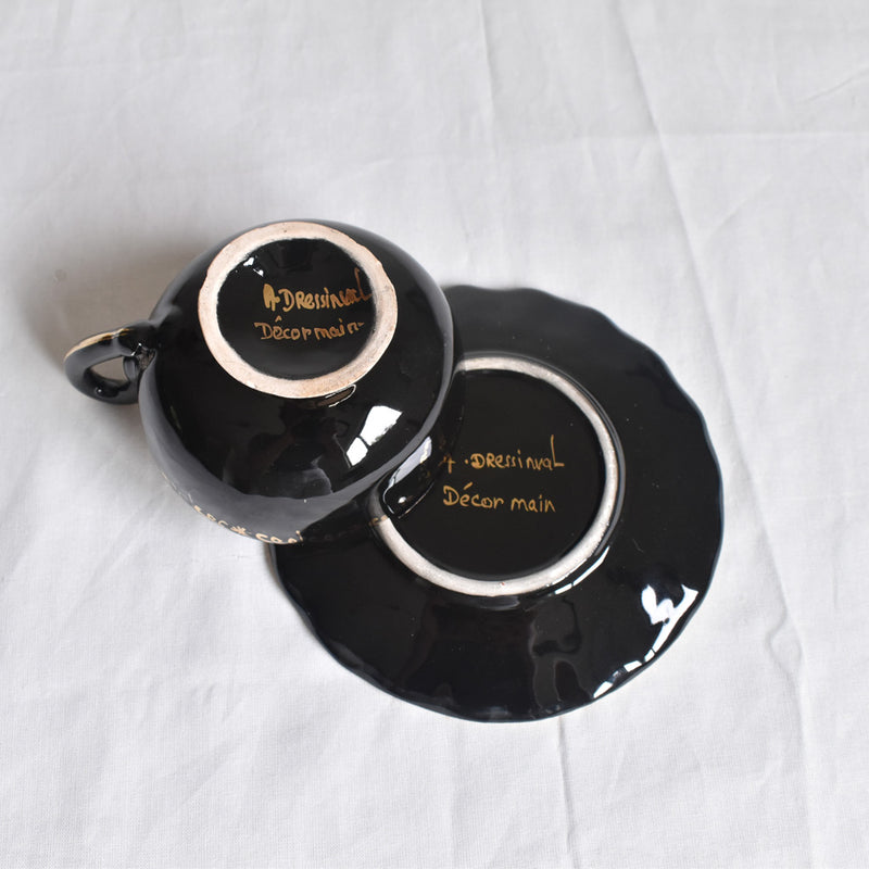 ア.ドラサンヴァル A.Dressinval コーヒーカップ＆ソーサー ブラック G