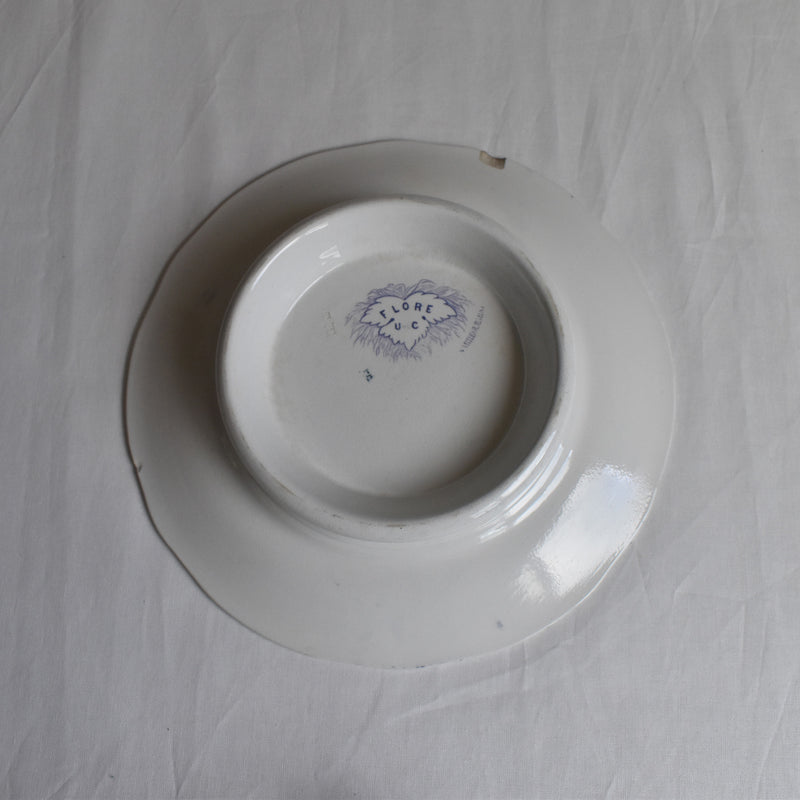 Antique Footed Plate U&C Sarreguemines Flore