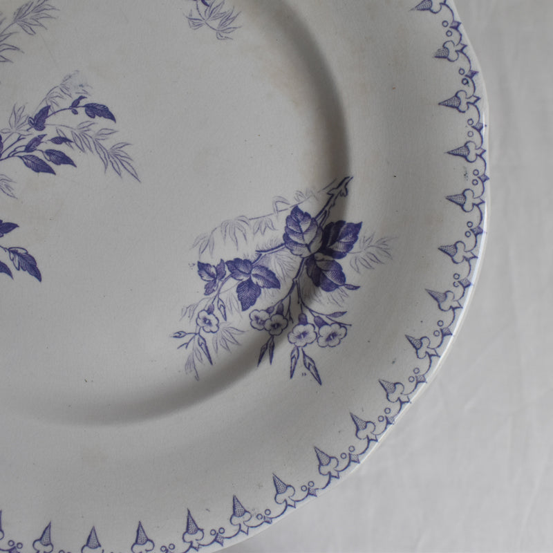 Antique Footed Plate U&C Sarreguemines Flore