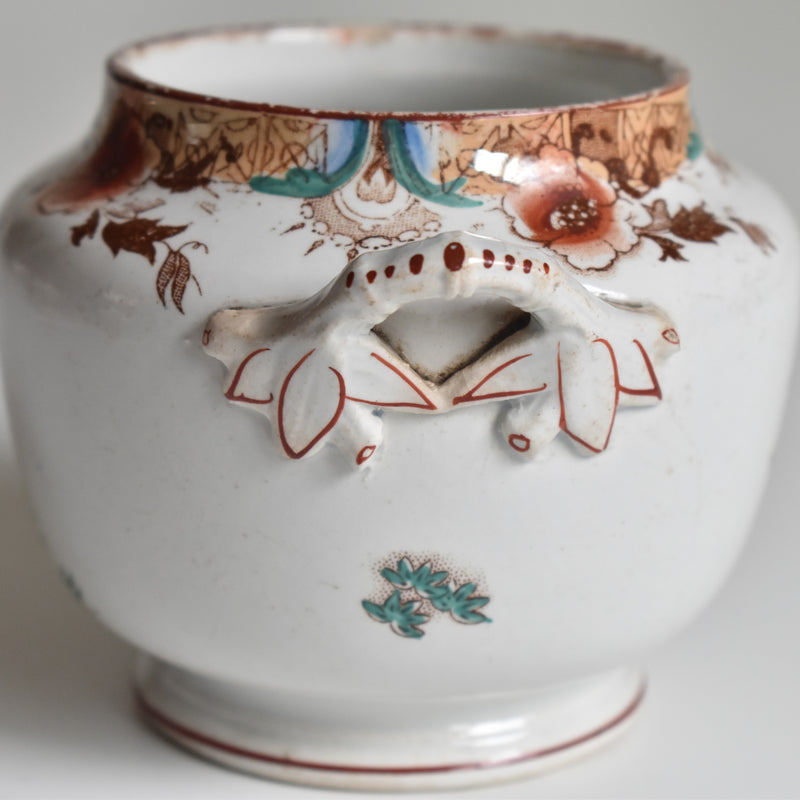 Antique sugar pot Sarreguemines Kyoto