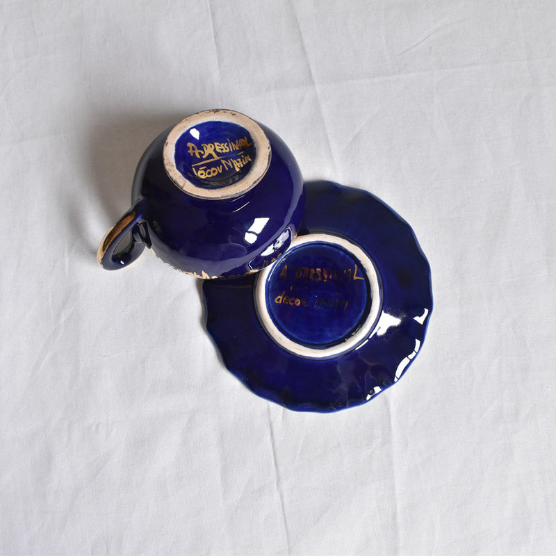 ア.ドラサンヴァル A.Dressinval コーヒーカップ＆ソーサー ダークブルー A