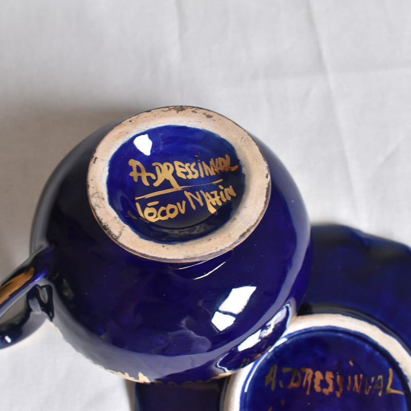 ア.ドラサンヴァル A.Dressinval コーヒーカップ＆ソーサー ダークブルー A