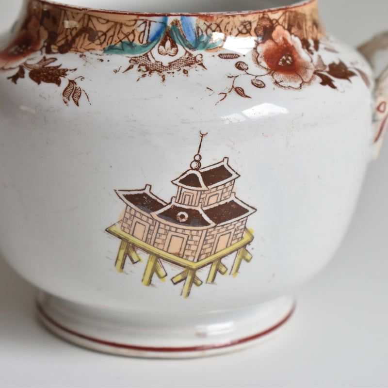 Antique sugar pot Sarreguemines Kyoto