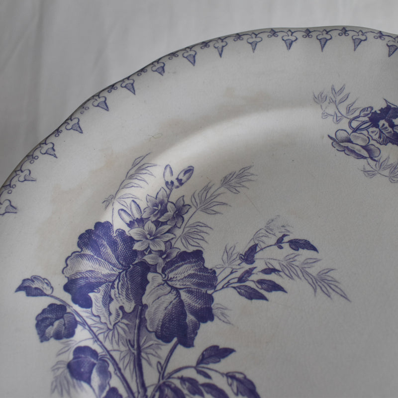 Antique Footed Plate U&C Sarreguemines Flore