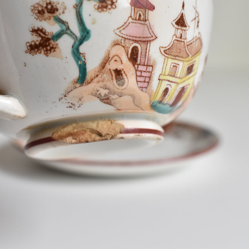 Antique cup & saucer Sarreguemines Kyoto C