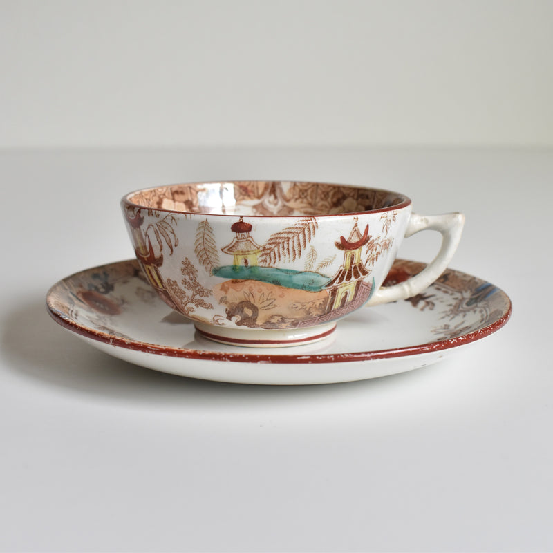 Antique cup & saucer Sarreguemines Kyoto C