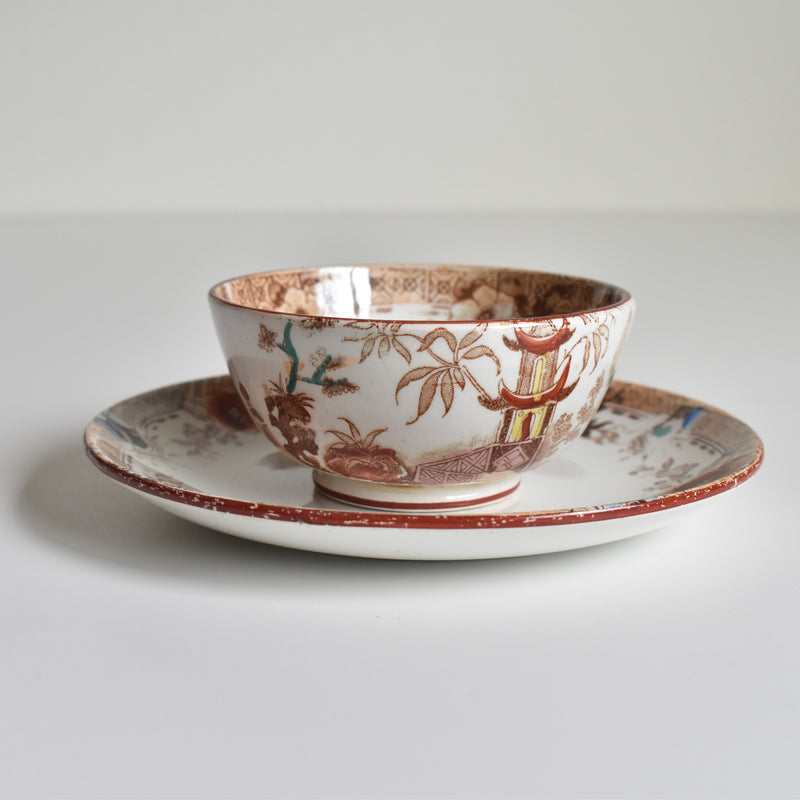 Antique cup & saucer Sarreguemines Kyoto C