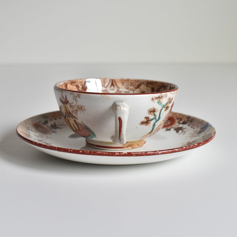 Antique cup & saucer Sarreguemines Kyoto C