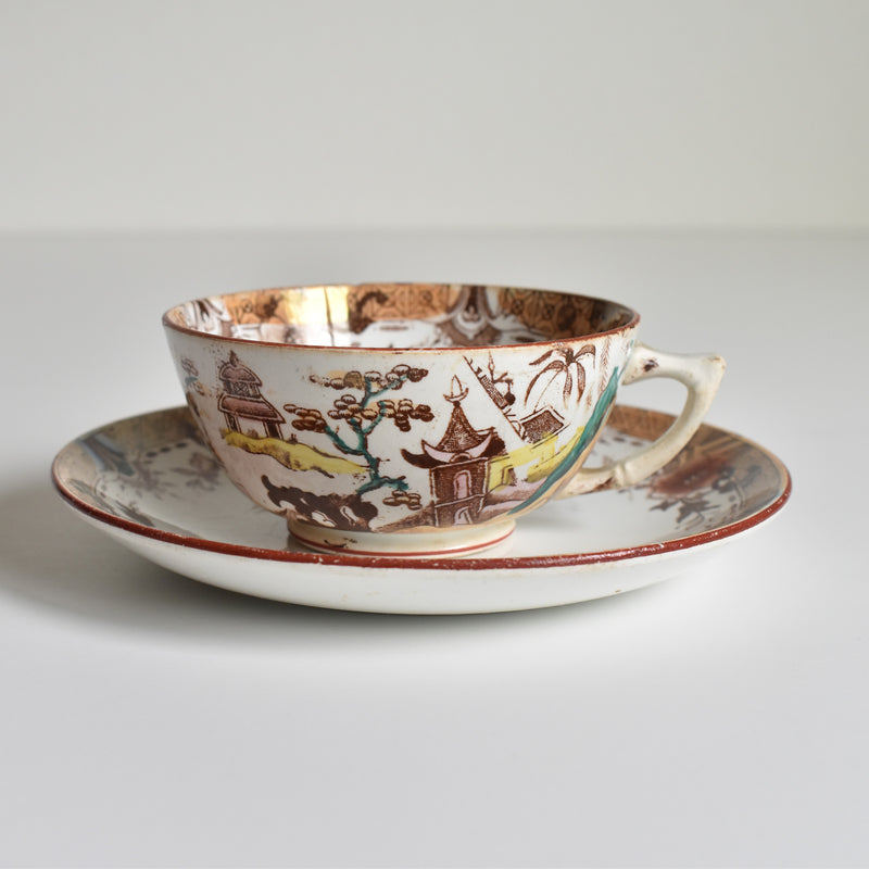 Antique Cup & Saucer Sarreguemines Kyoto B