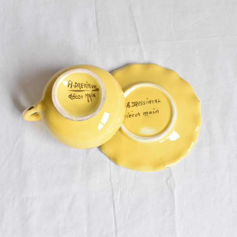 ア.ドラサンヴァル A.Dressinval コーヒーカップ＆ソーサー イェロー C