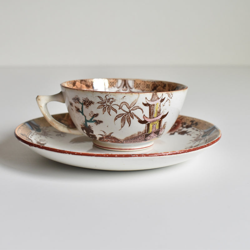 Antique Cup & Saucer Sarreguemines Kyoto B