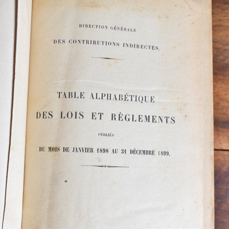 Antique Book "Lois et Reglements"