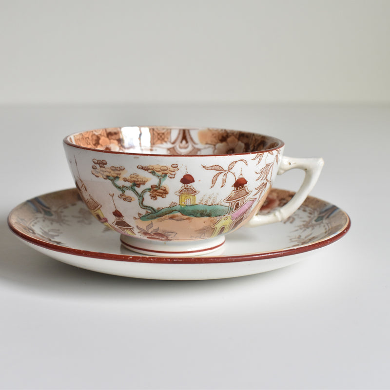 Antique Cup & Saucer Sarreguemines Kyoto A