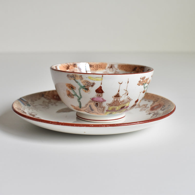 Antique Cup & Saucer Sarreguemines Kyoto A