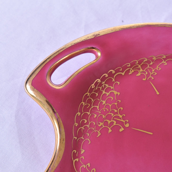 ドラサンヴァル  ヴィンテージ食器　ピンク　プレート　取っ手