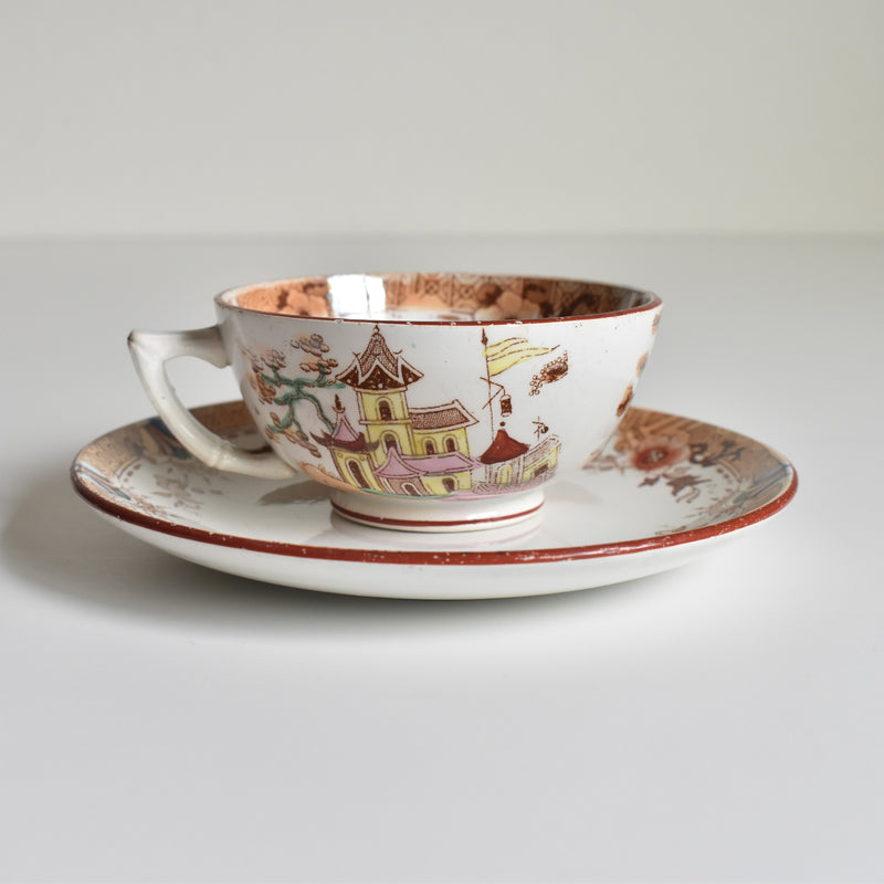 Antique Cup & Saucer Sarreguemines Kyoto A