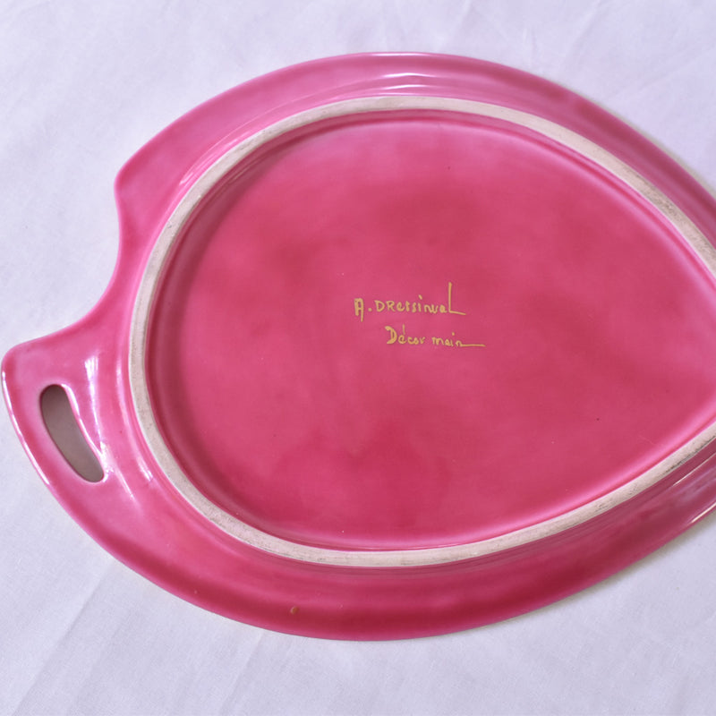 ドラサンヴァル  ヴィンテージ食器　ピンク　プレート　裏