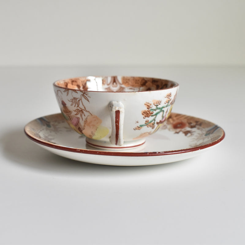 Antique Cup & Saucer Sarreguemines Kyoto A