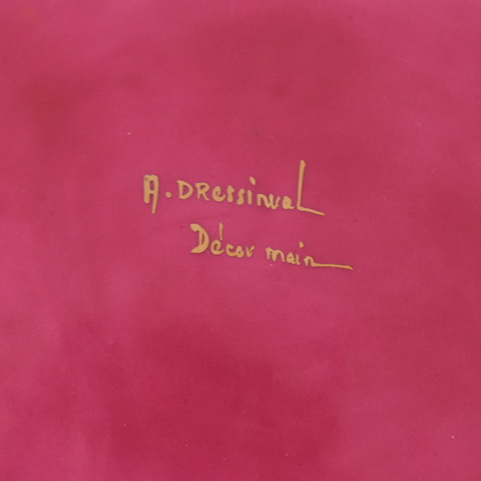 ドラサンヴァル  ヴィンテージ食器　ピンク　プレート　サイン