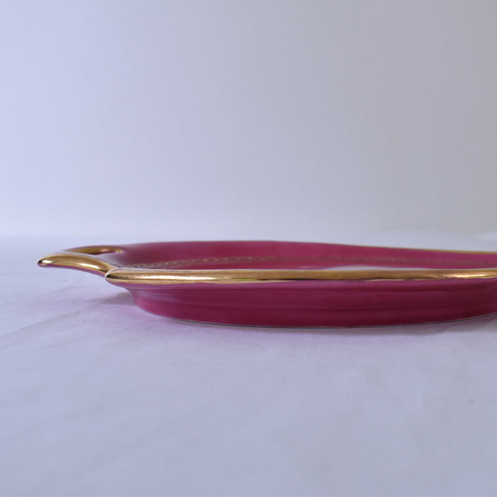 ドラサンヴァル  ヴィンテージ食器　ピンク　プレート　横