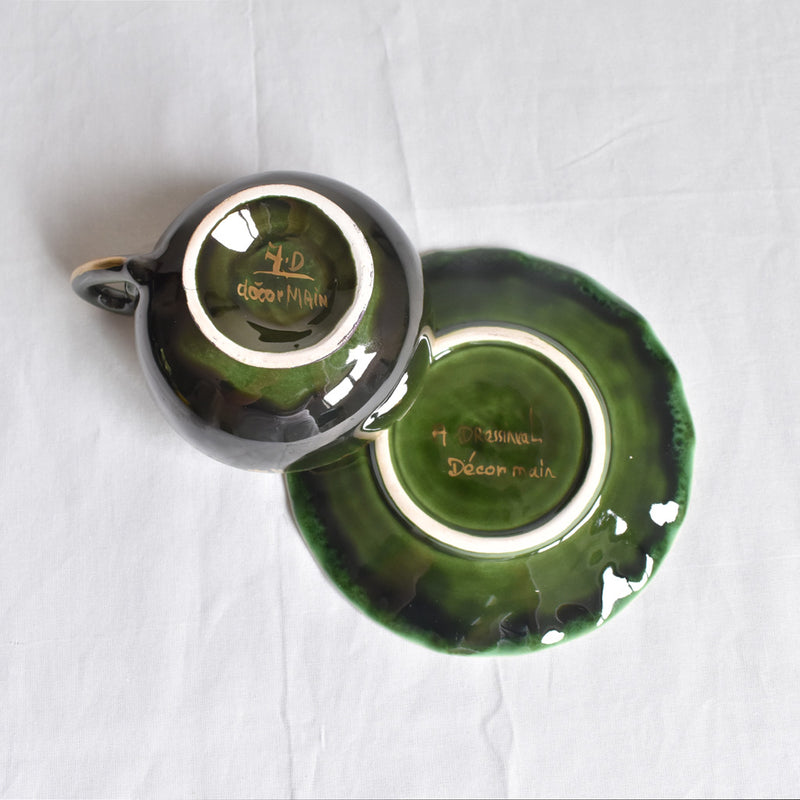 ア.ドラサンヴァル A.Dressinval コーヒーカップ＆ソーサー ダークグリーン A