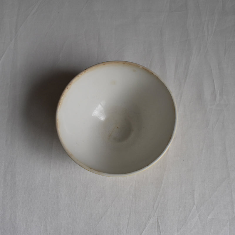 Vintage Cafe au Lait Bowl Digoin & Sarreguemines Yellow with White Polka Dots