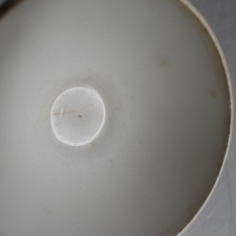 Vintage Cafe au Lait Bowl Digoin & Sarreguemines Yellow with White Polka Dots
