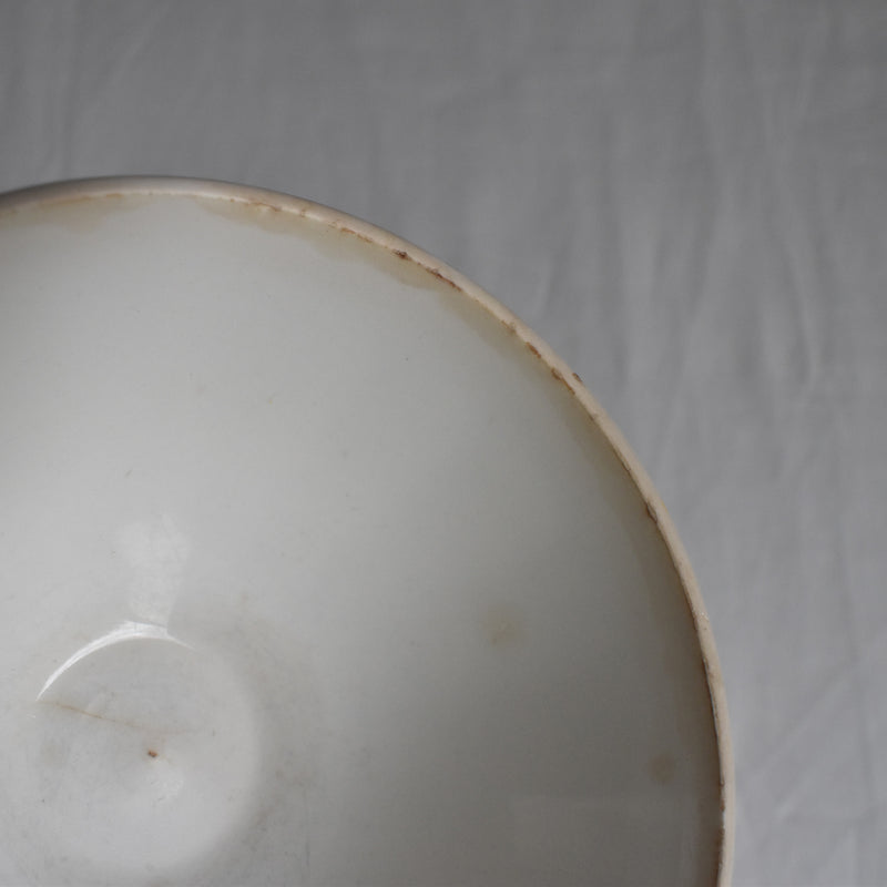 Vintage Cafe au Lait Bowl Digoin & Sarreguemines Yellow with White Polka Dots