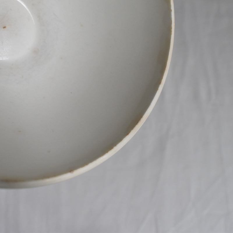 Vintage Cafe au Lait Bowl Digoin & Sarreguemines Yellow with White Polka Dots