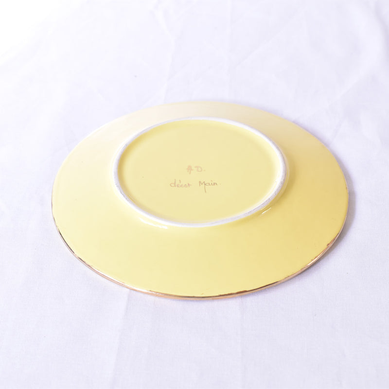 ドラサンヴァル  ヴィンテージ食器　皿　イェロー　裏サイン