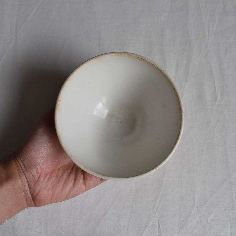 Vintage Cafe au Lait Bowl Digoin & Sarreguemines Yellow with White Polka Dots