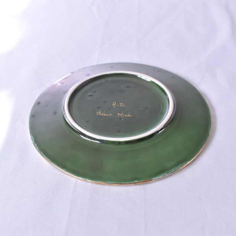 ドラサンヴァル  ヴィンテージ食器　皿　グリーン　裏　サイン