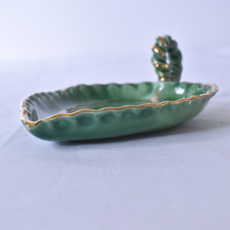 ドラサンヴァル ヴィンテージ食器　グリーン　プレート　横