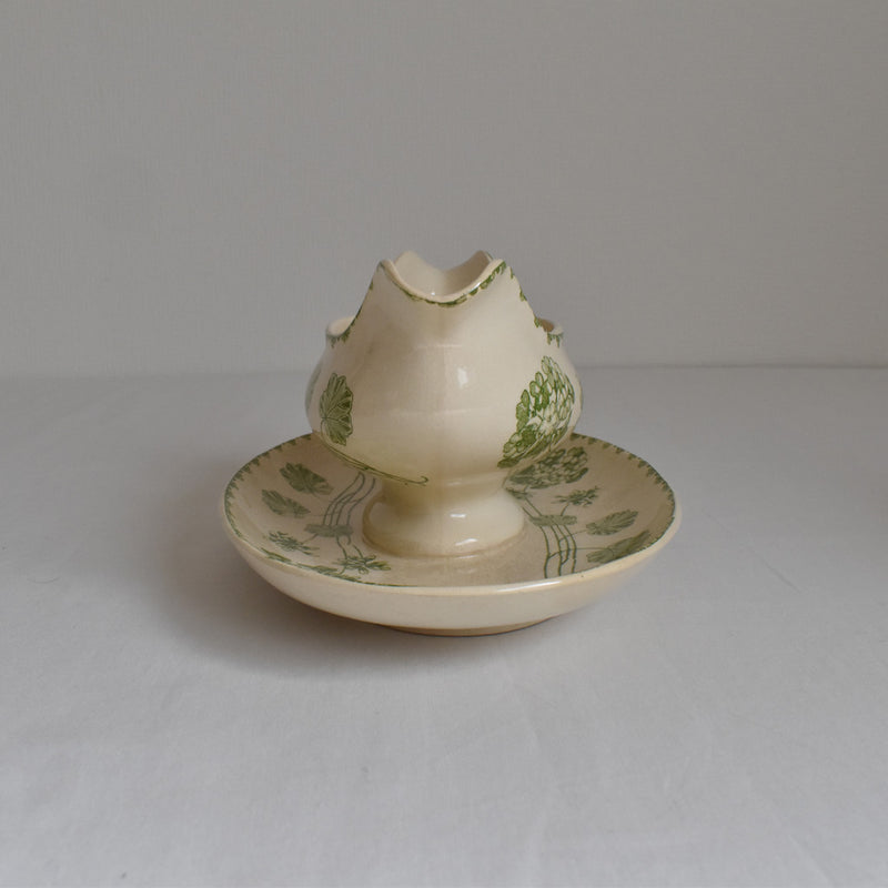 Antique Sauce Boat U&C Sarreguemines Geranium
