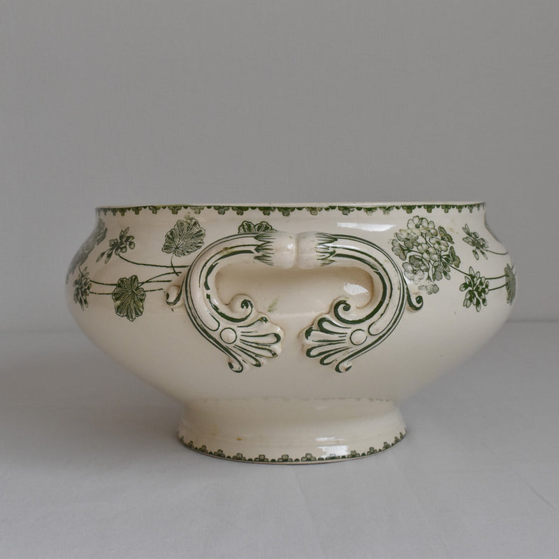 Antique soup tureen (without lid) U&C Sarreguemines Geranium