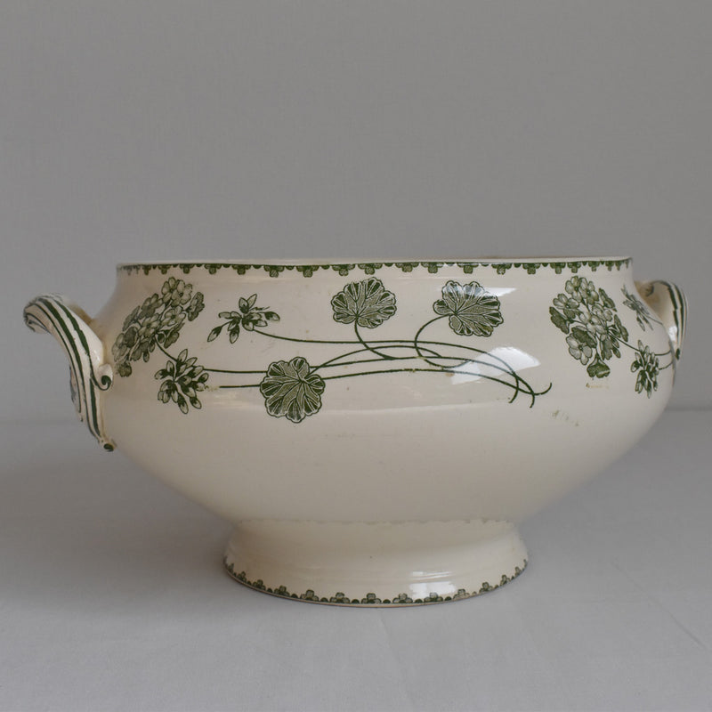 Antique soup tureen (without lid) U&C Sarreguemines Geranium