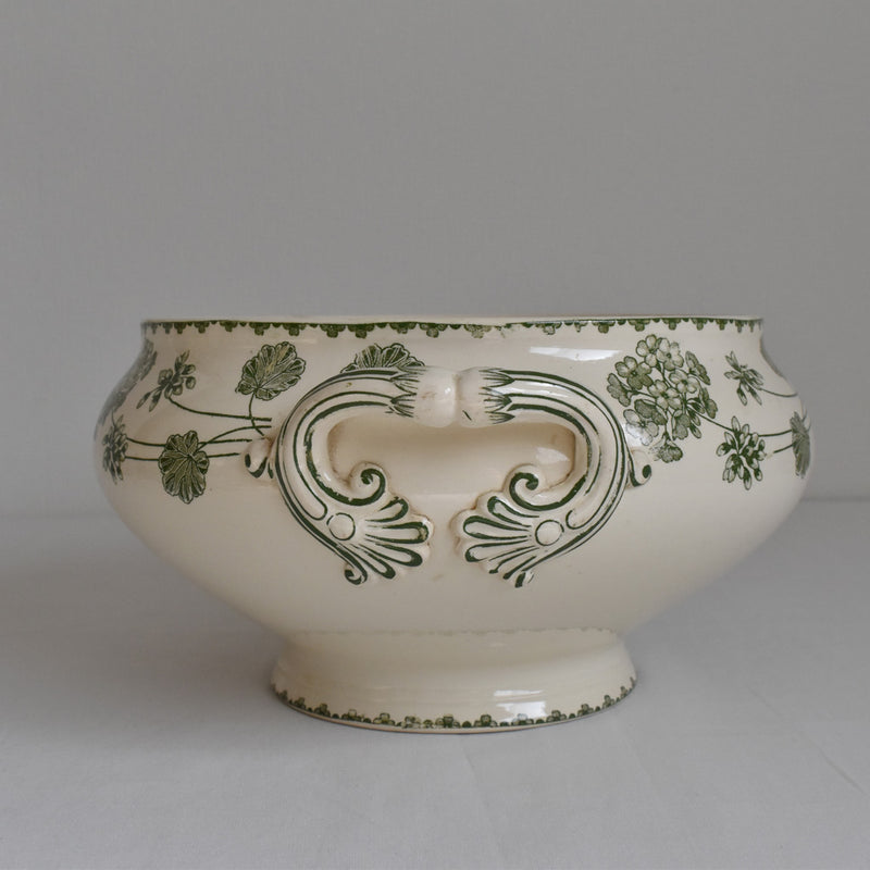 Antique soup tureen (without lid) U&C Sarreguemines Geranium