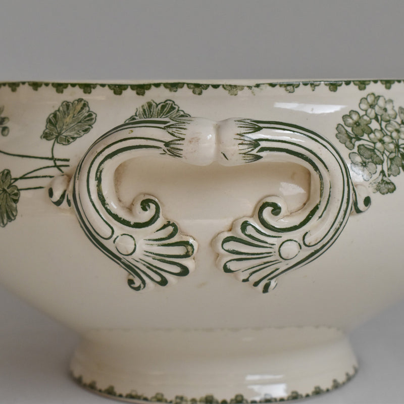 Antique soup tureen (without lid) U&C Sarreguemines Geranium