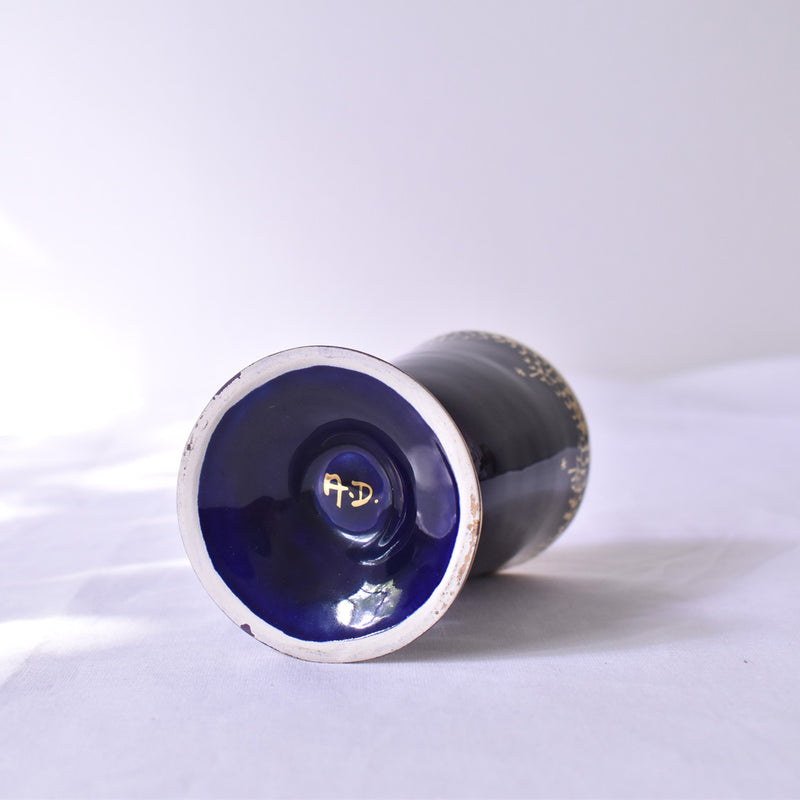 ドラサンヴァル  ヴィンテージ　タンブラー　ダークブルー　裏サイン