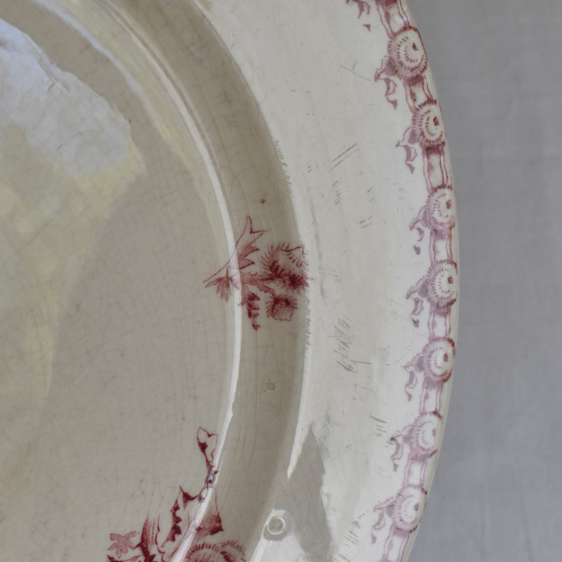 Antique large plate Gien Chardons (Thistles)