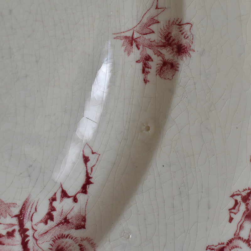 Antique large plate Gien Chardons (Thistles)