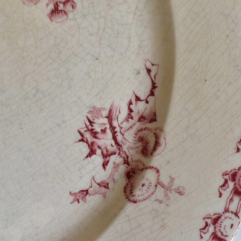 Antique large plate Gien Chardons (Thistles)
