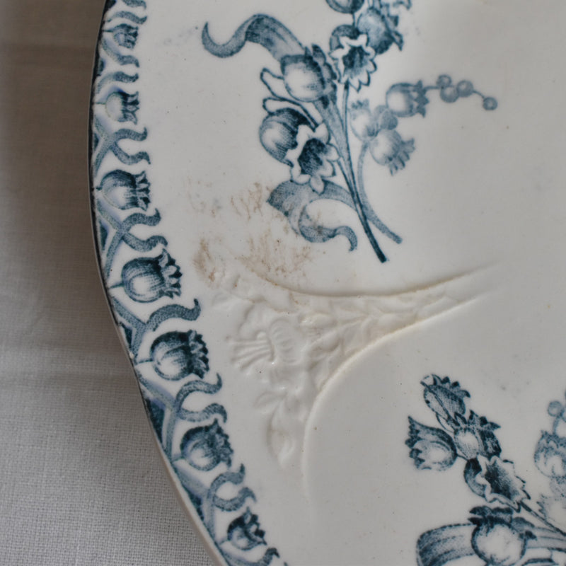 Antique Dessert Plate, Longwy, Muguet (Lily of the Valley) D